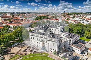 View of Cathedral Square of Vilnius, Lithuania. The Cathedral of Vilnius is the heart of Catholic spiritual life in Lithuania