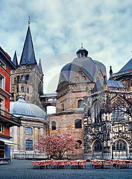 View of cathedral tower, Aachen photo