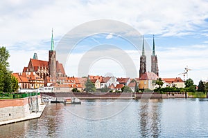 View of Cathedrals and Ostrow Tumski in Wroclaw