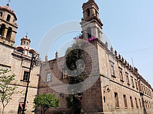 view of a catholic church in the city of Morelia, Mexico