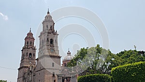 view of a catholic church in the city of Morelia, Mexico