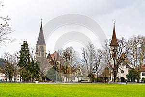 View of Catholic and Protestant churches