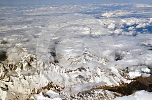View of Caucasus Mountains from above