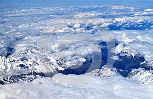 View of Caucasus Mountains from above