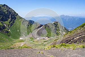 View of the Caucasus mountains from the peak \