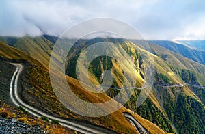 View in the Caucasus Mountains. Road to Omalo in Tusheti region. Georgia