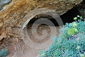 View of cave on the Cala Ziu Santoru beach