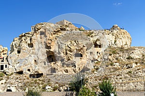 View of cave houses in Urgup. Cappadocia. Turkey