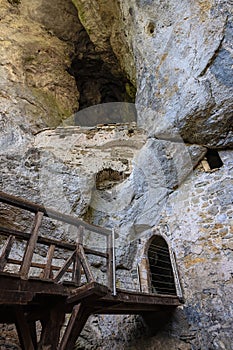 View into the cave of the Predjama castle