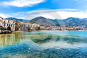 View of cefalu, town on the sea in Sicily, Italy