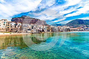 View of cefalu, town on the sea in Sicily, Italy