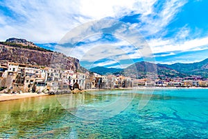 View of cefalu, town on the sea in Sicily, Italy