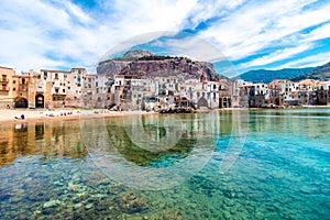 View of cefalu, town on the sea in Sicily, Italy