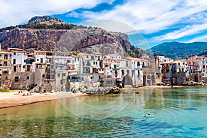 View of cefalu, town on the sea in Sicily, Italy