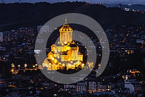 View of the center of Tbilisi in the evening, Georgia