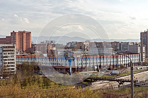 View of the central district of the city of Krasnoyarsk from the hill along the Igarskaya Street