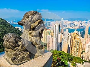 View of Central District, Victoria Harbor and Kowloon, Hong Kong