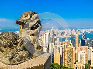 View of Central District, Victoria Harbor and Kowloon, Hong Kong