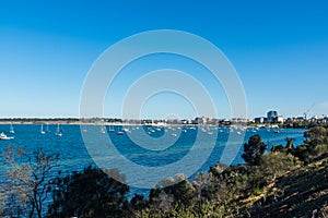 View of the central Geelong waterfront from Drumcondra, Australia.