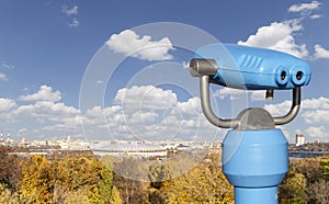 View of central Moscow from Sparrow Hills or Vorobyovy Gory observation viewing platform