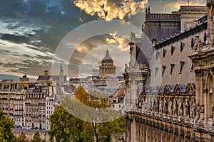 View of central Paris from the city hall, France