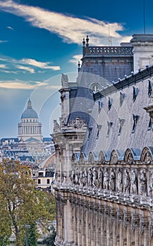 View of central Paris from the city hall, France