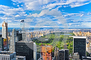 View of Central Park in Manhattan from the skyscraper`s observat