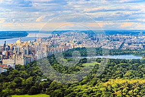 View of Central Park in Manhattan from the skyscraper`s observat