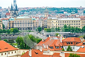 view at central part of prague aerial s historic centre czech republic