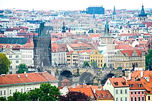 view at central part of prague aerial s historic centre czech republic