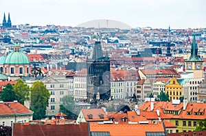 view at central part of prague aerial s historic centre czech republic