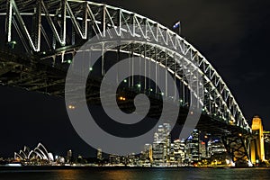 View of sydney city harbour in australia at night