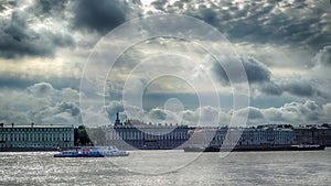 View centre St. Petersburg Neva river left bank panorama