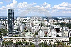 View of Centrum, from the Observation Deck atop the Palace of Culture and Science, in Warsaw, Poland