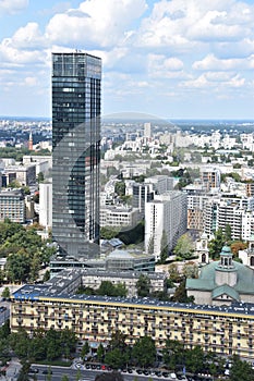 View of Centrum, from the Observation Deck atop the Palace of Culture and Science, in Warsaw, Poland photo