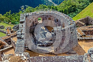 View on the ceremonial Temple of the Sun build by Incas