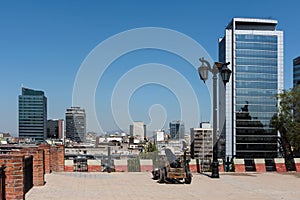 View from Cerro Santa Lucia to the city center of Santiago, Chile photo