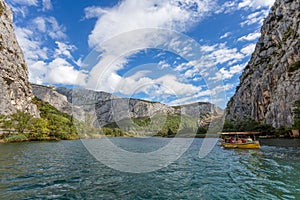 View of Cetina river around Omis Almissa city, Dalmatia, Croatia/ canyons/river/green/mountains