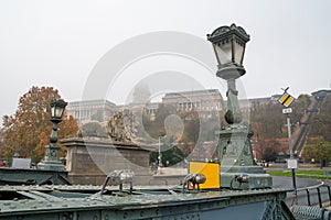 View from chain bridge of Buda Castle Royal Palace on Hill