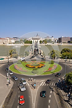 View of chain bridge in Budapest