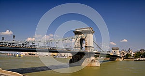 View of the chain bridge in Budapest