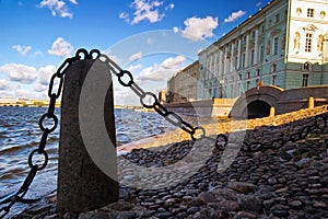 View with chain on Neva river