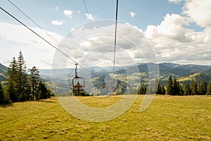 Cascada Cailor.  View from the chairlift. Horses Waterfall, the tallest waterfall in Romania. photo