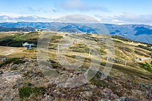 View of the chairlift from Mt Buller in Victoria, Australia