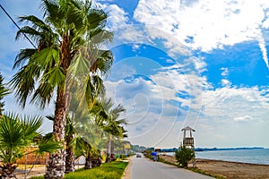 View of Chalkidiki beach Aegean Sea Northern Greece