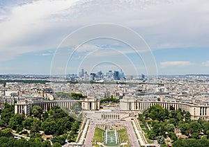 View of Champ de Mars and Palais de Chaillot from Eiffel Tower, Paris, France