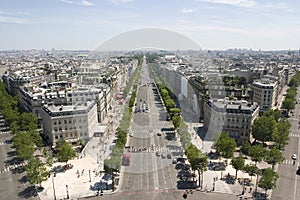 View of the Champs Elysees in Paris, France