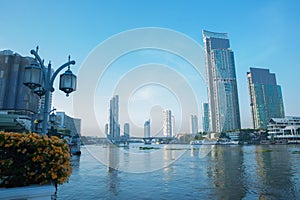 View of the Chao Phraya River in Bangkok, the capital city and the economic center. popular tourist attractions