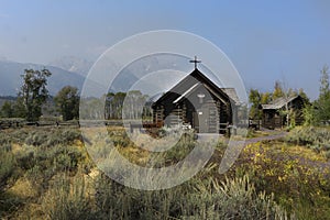 A view of the Chapel of the Transfiguration in Grand Teton National Park in Wyoming.