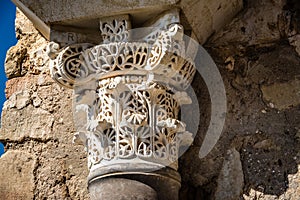 View of chapiter in the ruins of Medina Azahara in Cordoba photo